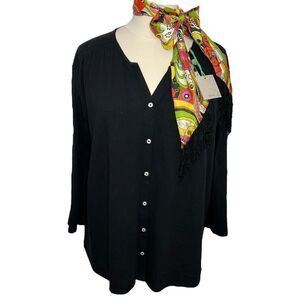 NWT Kate Quinn Little Liam Black Button Down Long Sleeve Tunic -- XXL